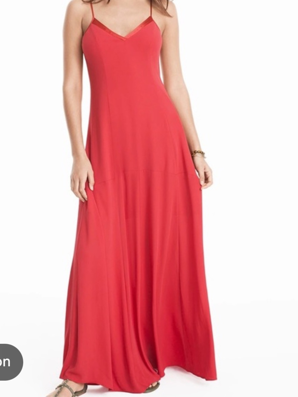 NWT White House Black Market Red Coral tie up Slip Maxi Dress size 10